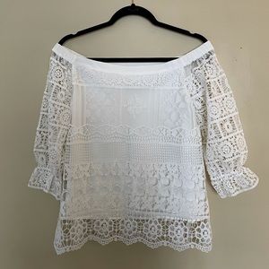 Greylin Shilla Off-Shoulder Lace 3/4 Sleeve Bridal